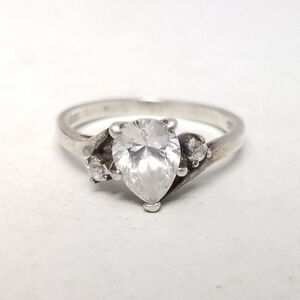 Vintage Avon Sterling Silver Pear Shape Ring, Size 7 Band, Estate